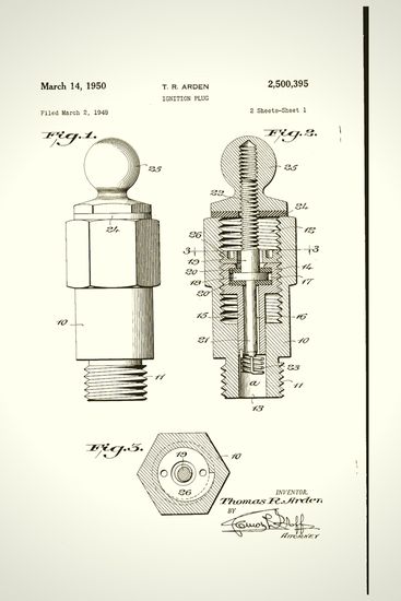 Patente de Arden Thomas de bujía incandescente (1950)