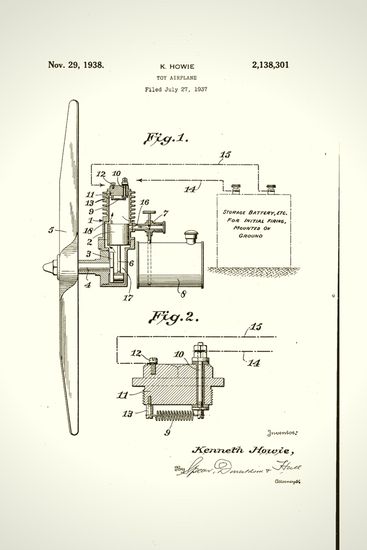 Patente de Howie Kenneth de Avión de Juguete (1938)
